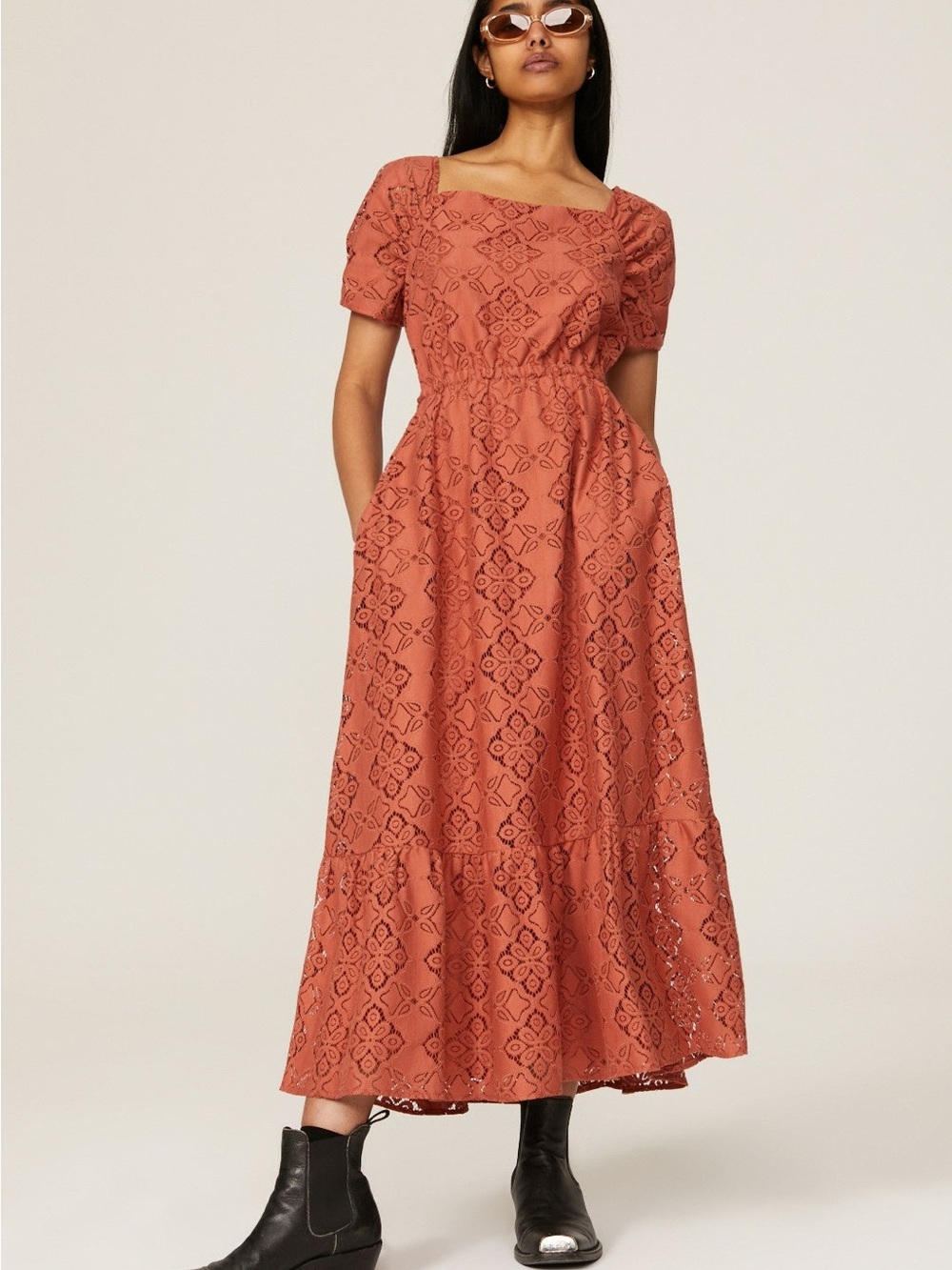 $445 msrp Pamela love terracotta lace dress xs
